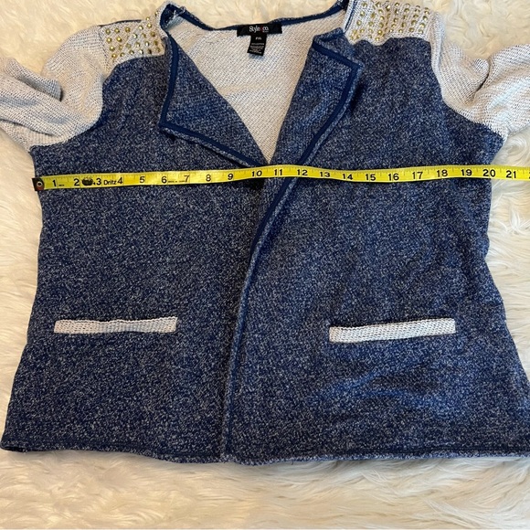 Style & Co Open front Casual Blazer Jacket Women’s Petite XL Gold Stud Details - Picture 6 of 9